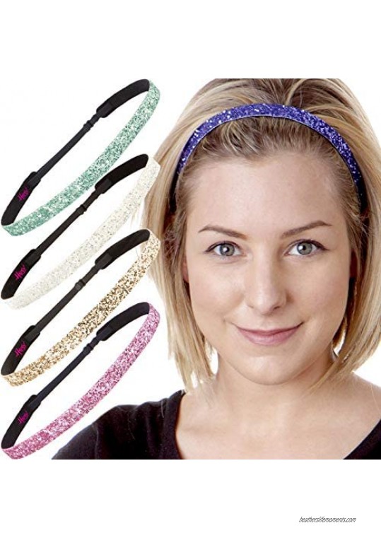 Hipsy Women's Sparkly Bling Glitter Adjustable No Slip Nurse Headbands for Women