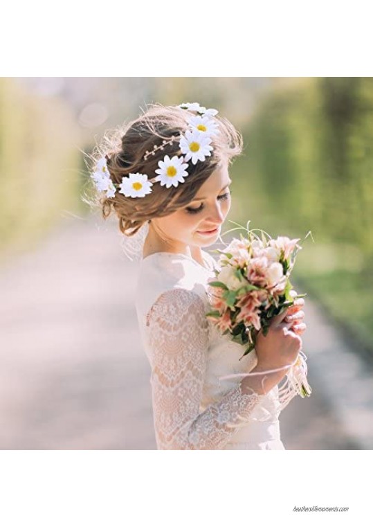 Kewl Fashion Sunflower Headband Crown Garland Bridal Festivals Flower Wreath Headpiece (White)