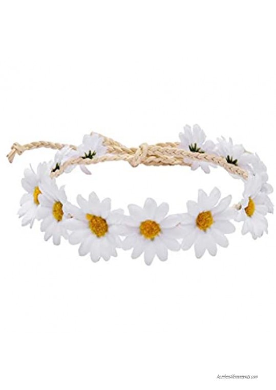 Kewl Fashion Sunflower Headband Crown Garland Bridal Festivals Flower Wreath Headpiece (White)