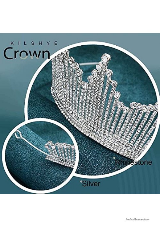 Kilshye Wedding Bridal Tiara and Crown Silver Princess Tiaras Rhinestone Crowns Crystal Headpieces Prom Costume Party Hair Accessories for Women and Girls(3935)