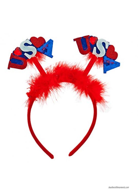 Lux Accessories Glittery Red Blue America USA Americana 4th of July American Pride Heart Headband