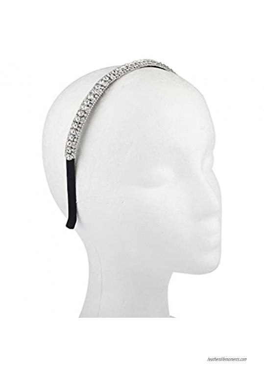 Lux Accessories Pave Crystal Bridal Bride Wedding Bridesmail Stretch Headband