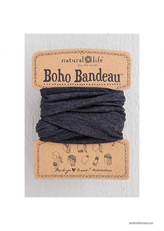Natural Life Women's Boho Bandeau Headbands Hair Band Balaclava Face Mask Headwrap Hair Accessories One Size (Heathered Charcoal)