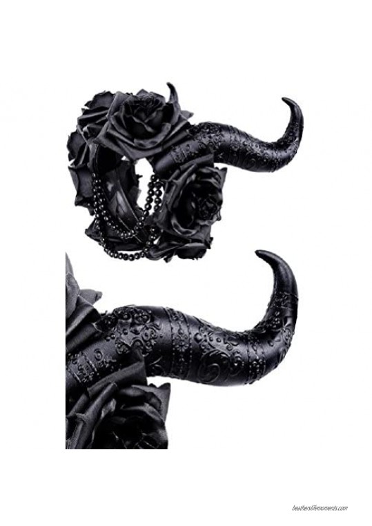 Restyle Gothic Hair Garland Flower Horns Tiara Nu Goth Headband - Evil Queen (One-Size)