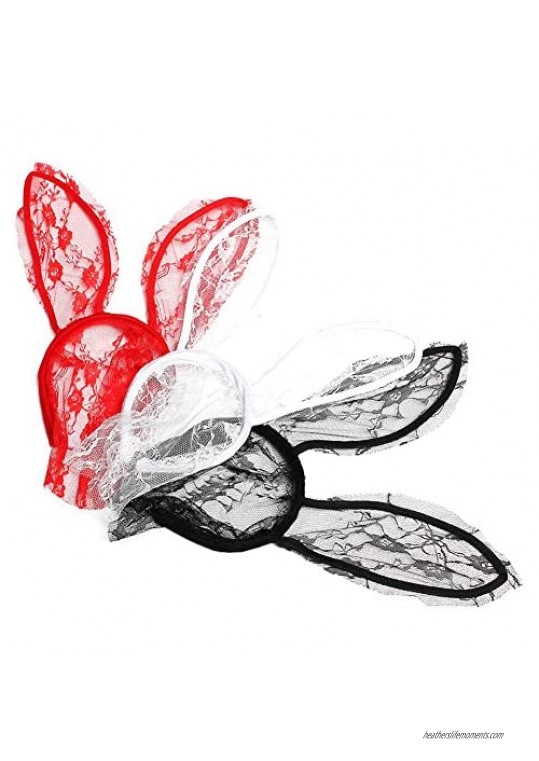Song Qing Rabbit Ear Lace Veil Mask Headband Halloween Party Cosplay Headwrap