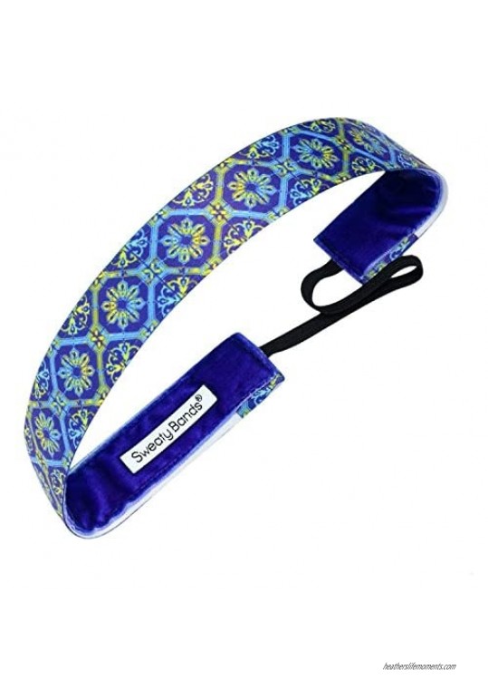 Sweaty Bands Womens Girls Headband - Non-Slip Velvet-Lined Athletic Hairband - Afterglow Blue