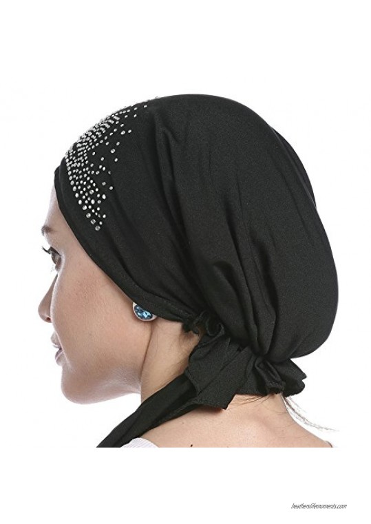 Turban Hat Women Hat Headband Islamic Head Wrap Bonnet Headscarf Muslim Cap (Black)