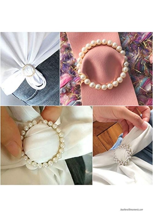 VALICLUD 5 Pcs T-Shirt Clips for Women Clothing Corner Knotted Buckle High-Grade Pearl Rhinestone Decorative Buckle