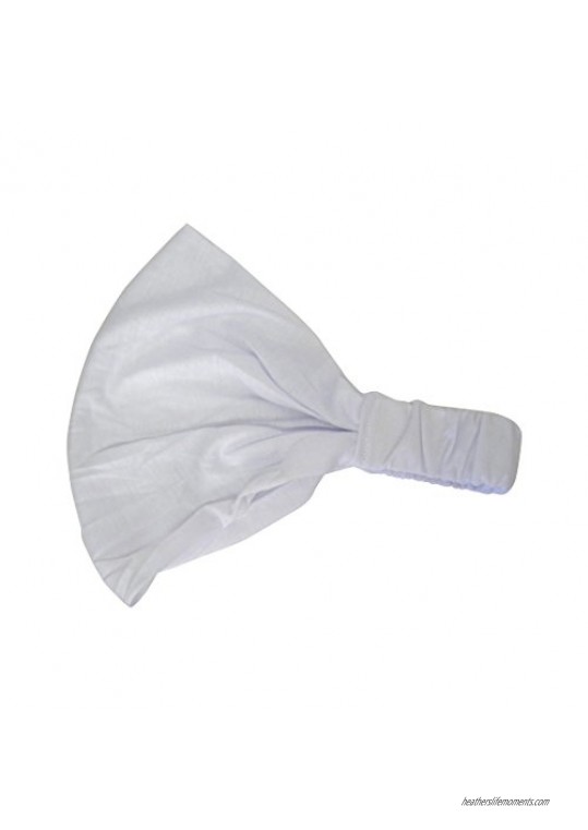 White Wide Cotton Head Band Solid Boho Yoga Style Soft Hairband