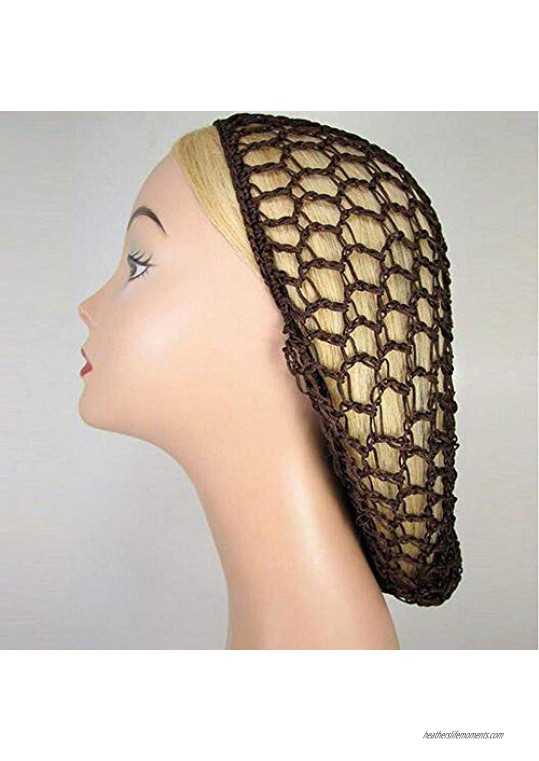 Women Soft Rayon Snood Hair Net Sleeping Crocheted wigs Hat Slouchy Knit Cap Hairband Head Cover (A)