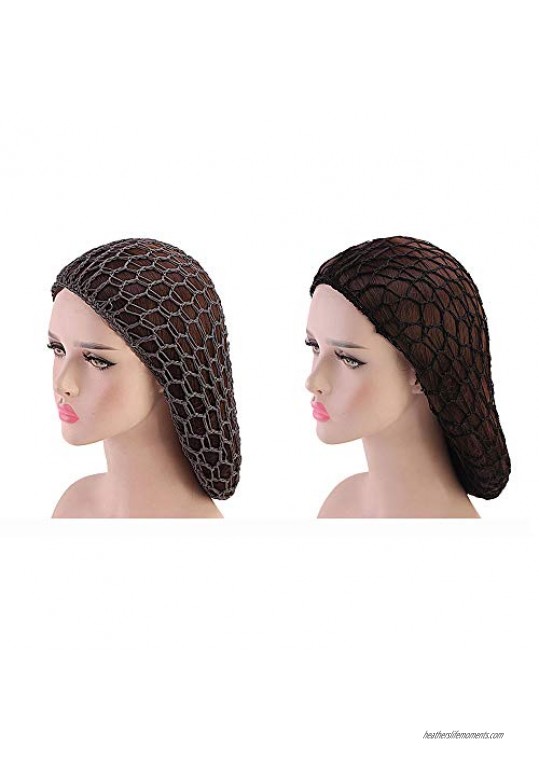 Women Soft Rayon Snood Hair Net Sleeping Crocheted wigs Hat Slouchy Knit Cap Hairband Head Cover (A)