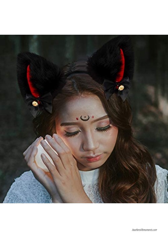 XunYee Cosplay Plush Furry Cat Ears Headband Cosplay Hairband Headwear with Bells for Women Girls
