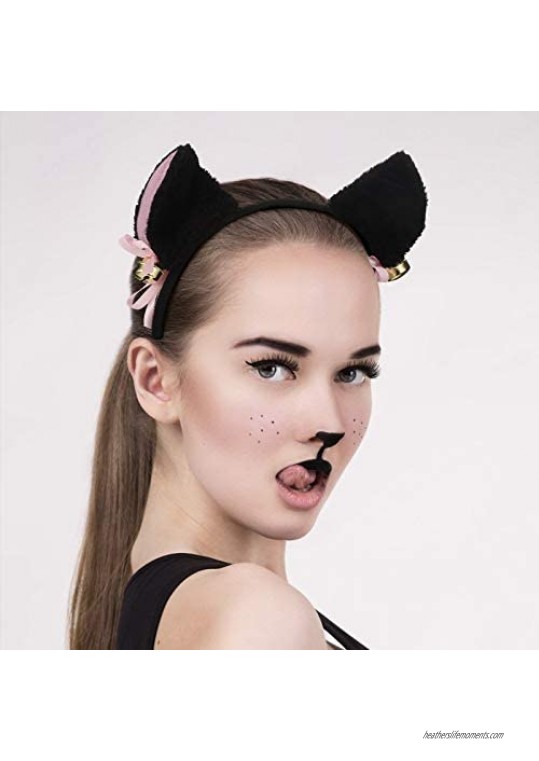 XunYee Cosplay Plush Furry Cat Ears Headband Cosplay Hairband Headwear with Bells for Women Girls