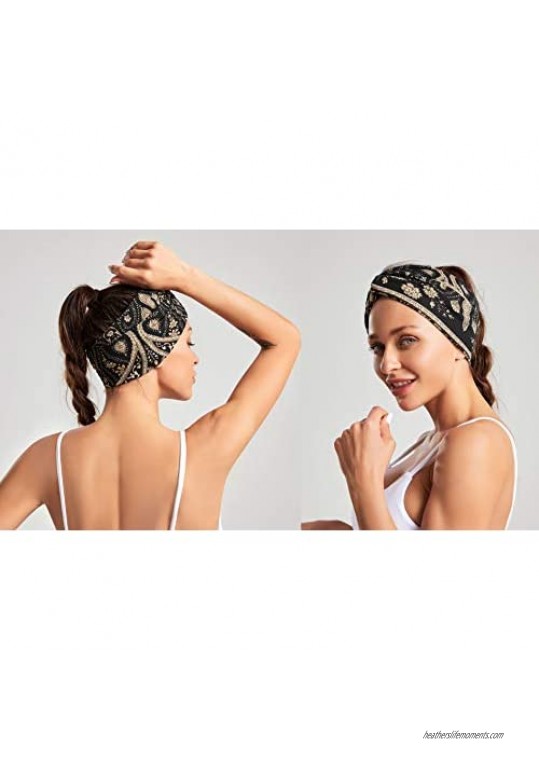 YMXHHB 4 Pack headbands for women Headband Boho Floal Style Criss Cross Head Wrap Hair Band Sports yoga Headband