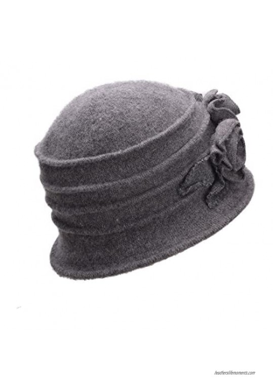 1920s Gatsby Womens Flower Wool Warm Beanie Bow Hat Cap Crushable A287