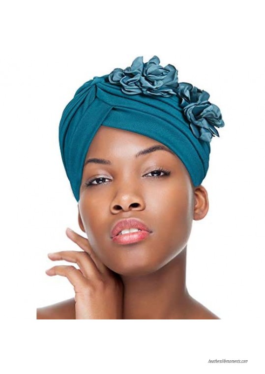 4 Pieces Turban Flower Head Wrap Beanie Scarf Cap Hair Loss Hat for Men and Women (Style 3)