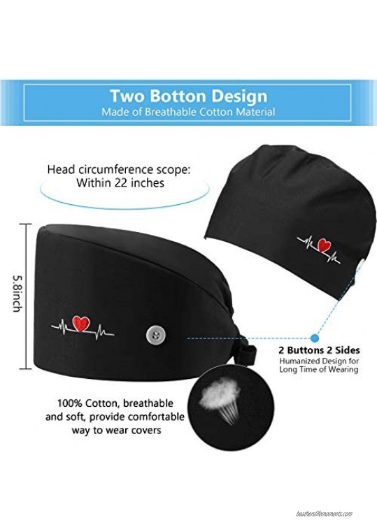 6 Pieces Breathable Bouffant Caps Adjustable Tie Back Sweatband Hat