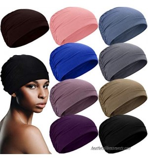 9 Pieces Sleep Cap Bouffant Caps Sleeping Hat Beanie Stretchy Headwear Nightcap Lightweight Turban Soft Unisex Stretch Headband Turban for Women