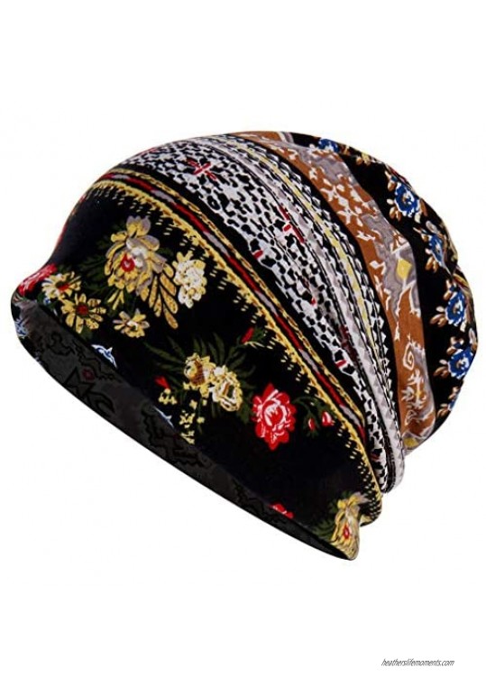 Biruil Women's Cotton Beanie Turban Sleep Cap Chemo Hats Headband Scarf Soft Slouchy Hair Cover