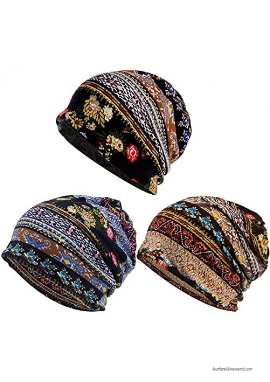 Biruil Women's Cotton Beanie Turban Sleep Cap Chemo Hats Headband Scarf Soft Slouchy Hair Cover