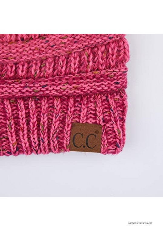 C.C Ribbed Confetti Knit Beanie Tail Hat for Adult Bundle Hair Tie (MB-33)