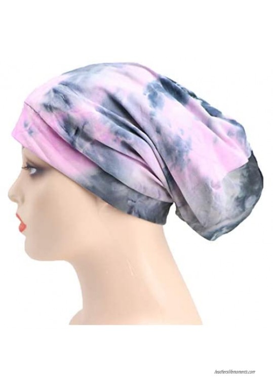 Coolwife Womens Satin Lined Sleep Cap Beanie Bamboo Slouchy Bonnet Headwear Hair Slap Hat