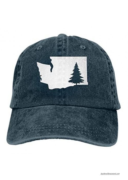 Denim Cap Washington State Tree-1 Baseball Dad Cap Classic Adjustable Casual Sports for Men Women Hats