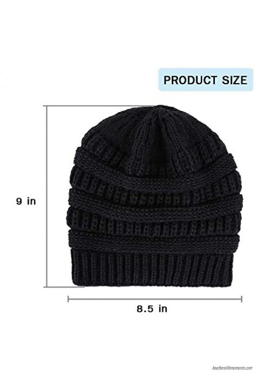 FLORENCE IISA Winter Hats for Women Slouchy Beanie Knit Hat | Satin Lined Beanie | Stretch Thick Cable Warm Chunky Knit Hat