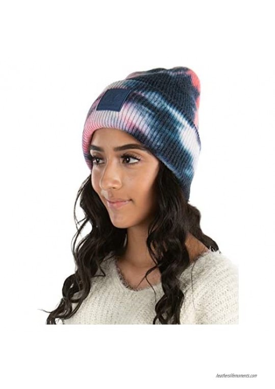 Funky Junque Women’s Tie Dye Solid Beanie Cuffed Winter Knit Watch Hat Skull Cap