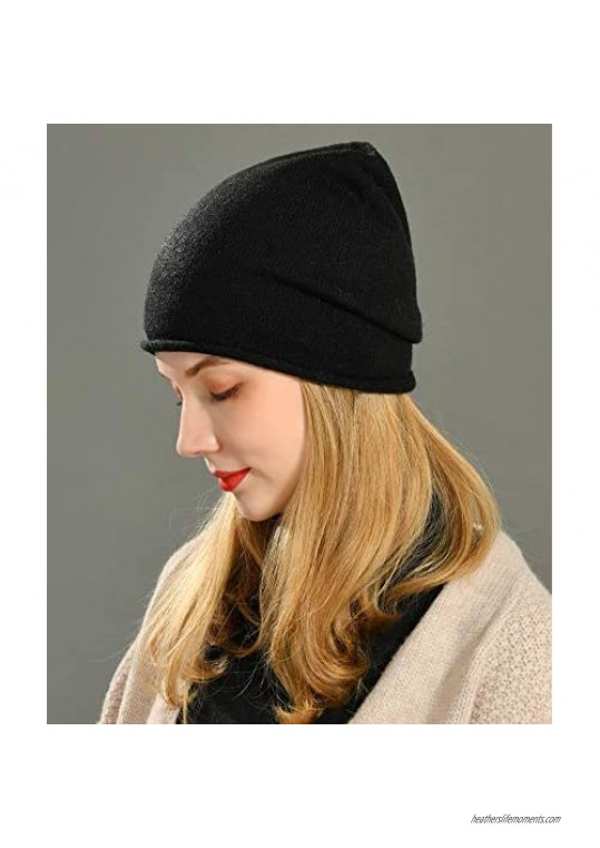 jaxmonoy Winter Knit Beanie Hats for Women ，Cashmere Wool Blend Warm Soft Knitted Slouchy Skully Beanies Cap Hat