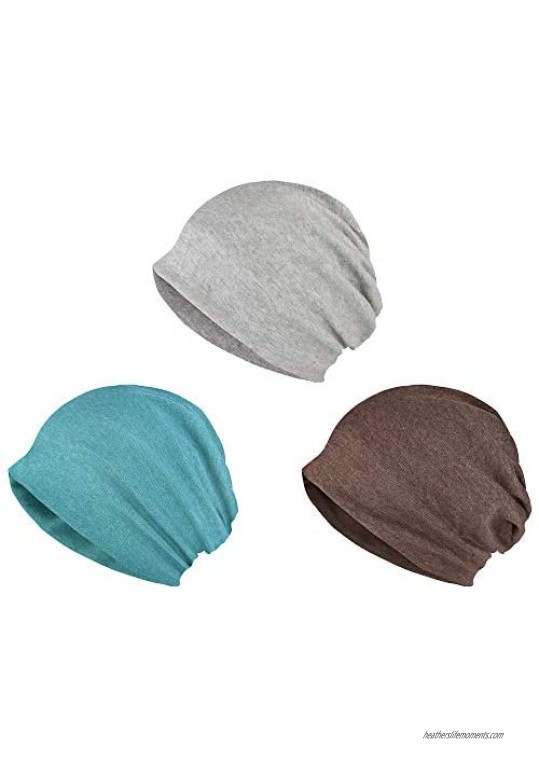 Milacolato 3Pcs Chemo Caps for Women Men Cotton Slouchy Beanies Headwear Scarves Head Covers for Cancer Patients Yoga Running