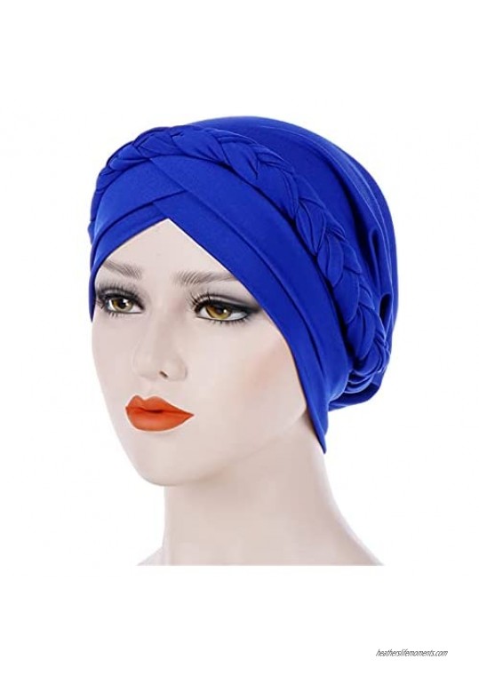 Qianmome Islamic Prayer Turban Hats Muslim Turban Inclusive Cap Women Double Color Hijab Braids Caps