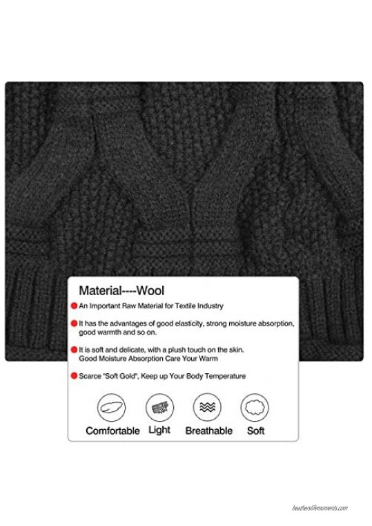 Trendy Winter Warm Beanie Hat for Mens Women's Black Slouchy Soft Knit Beanie Fitted Braided Cable Knit Cap