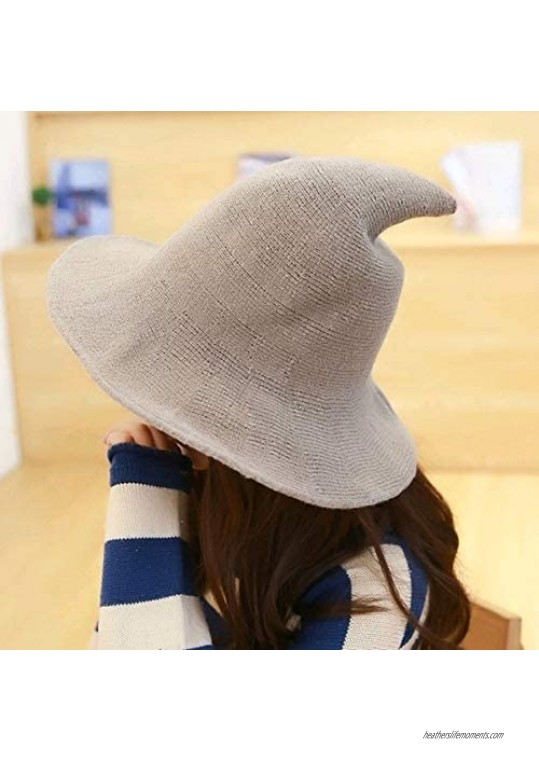 Women’s Witch Hat Sun Hat Wool Knitted Cap for Halloween Christmas Party Masquerade Cosplay Costume Accessory and Daily Hat