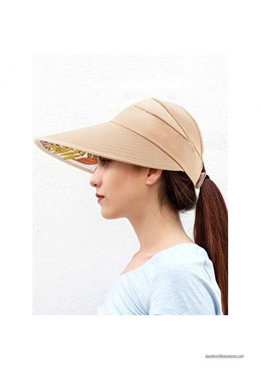 2 Pieces Sun Visor Hats UV Protection Caps Summer Wide Brim Beach Hat for Women