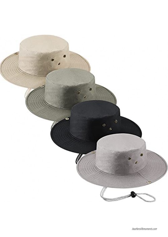 4 Pieces Unisex Bucket Hat Wide Brim Safari Hat for Men Women Sun Boonie Hat Bucket Hat with Rope