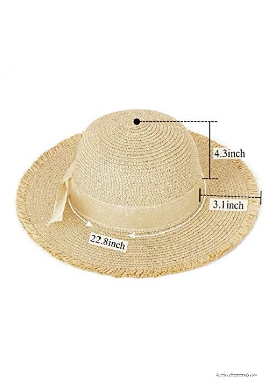 Ayliss Women Straw Hat Summer Wide Brim Sun Hat Floppy Foldable Roll up Beach Hats for Women Bowknot UV Cap Hat Costume