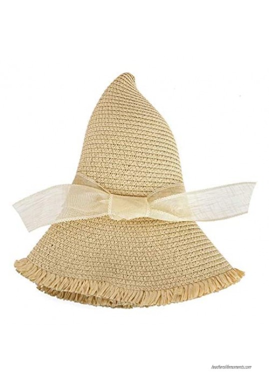 Ayliss Women Straw Hat Summer Wide Brim Sun Hat Floppy Foldable Roll up Beach Hats for Women Bowknot UV Cap Hat Costume
