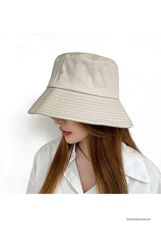 Bucket Hats for Women Sun Beach Hat Unisex Washed Cotton Packable Summer Travel Outdoor Fisherman's Caps UPF 50+