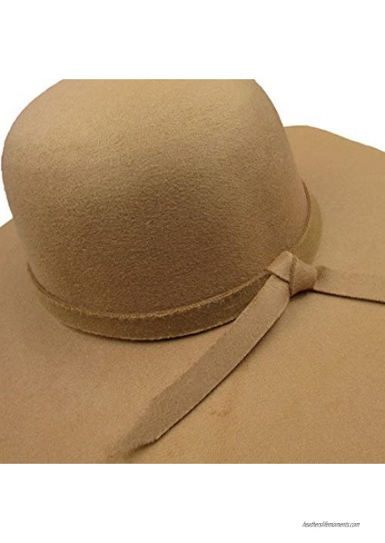 Dis show Women Retro Wool Blend Sun Hat Floppy Wide Brim Summer Beach Hat