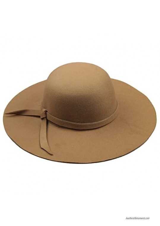 Dis show Women Retro Wool Blend Sun Hat Floppy Wide Brim Summer Beach Hat