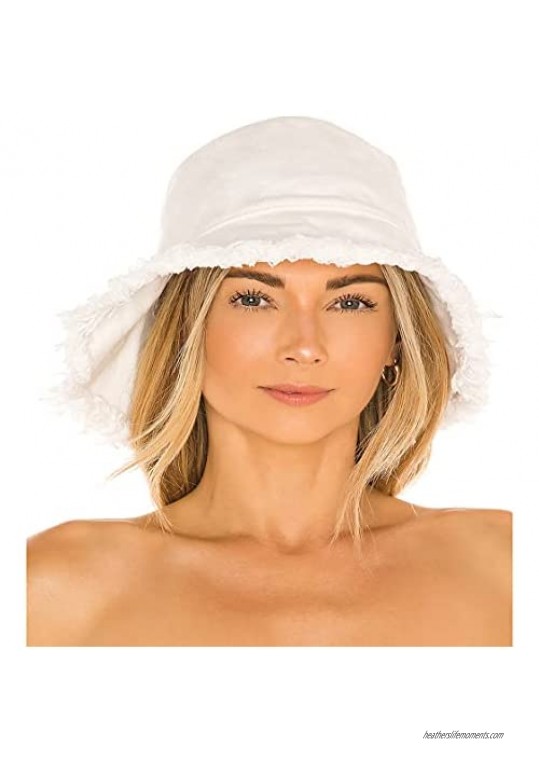 Distressed Sun-Bucket-Hat for Women Teens Girls Wide-Brim Frayed-Bucket-Hat for Summer