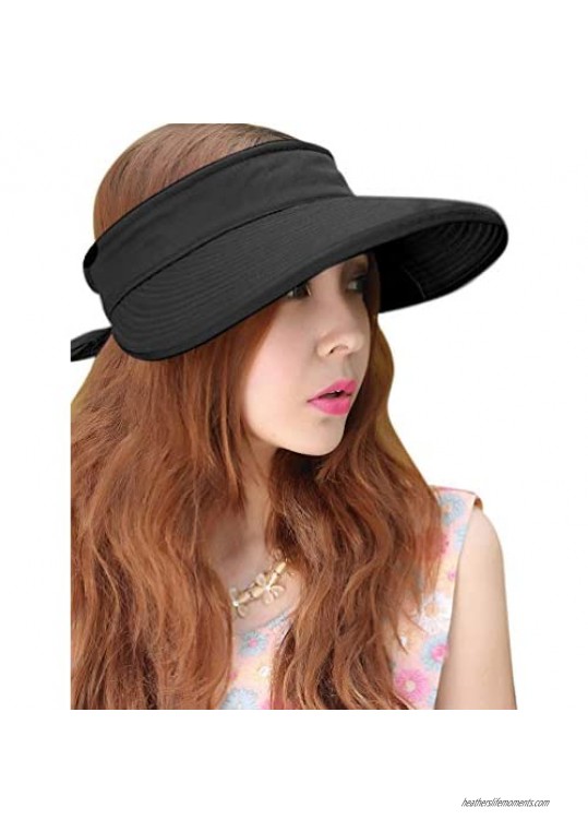 HINDAWI Sun Hats for Women with UV Protection Wide Brim Sun Hat Visor Summer Beach Outdoor Foldable Womens Cap