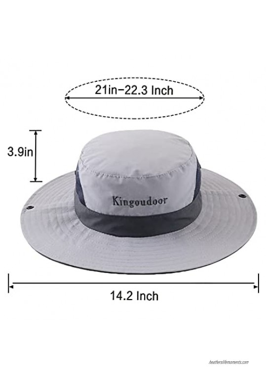 Kingoudoor Women's Sun Hat UV Protection Foldable Mesh Wide Brim Ponytail Summer Beach Fishing Hat