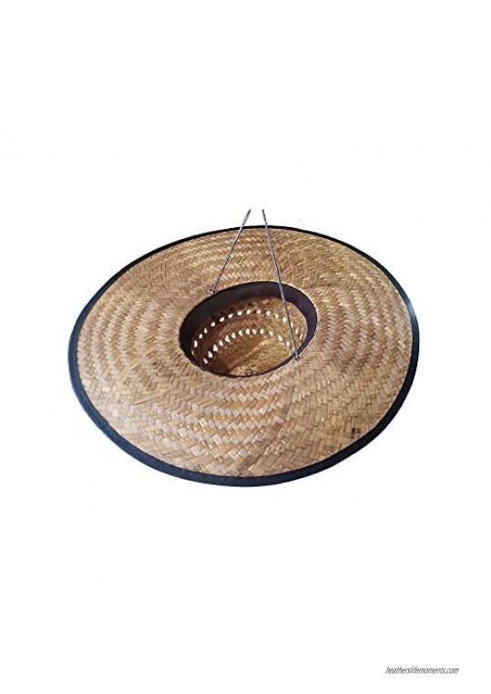 Men's Bandana Printed Band w/Wide Brim Straw Sun Hat/Safari/Life Guard/Farmming