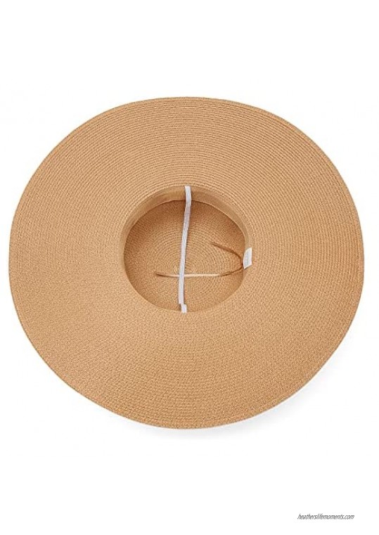 Muryobao Women Wide Brim Straw Sun Hat Floppy Foldable Roll up Cap Beach Summer Hats UPF 50+