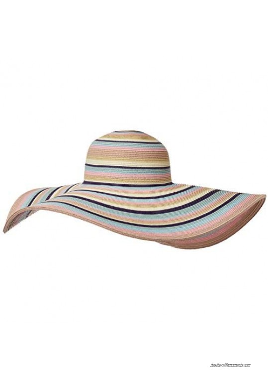 San Diego Hat Company Women's UBX2721 Striped Floppy 8 Inch Brim Sun Hat