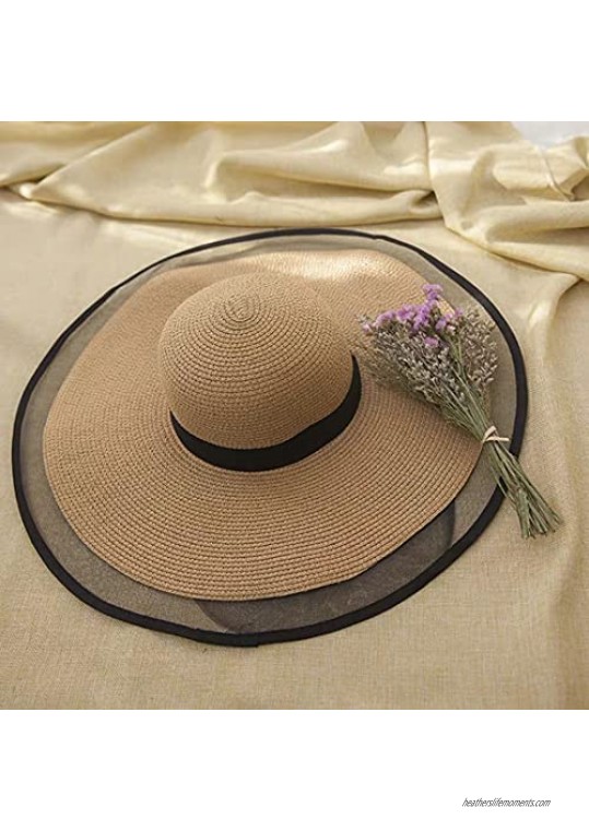 Summer Beach Sun Hats for Women Foldable Floppy Travel Packable UV Hat Wide Brim Hat UPF 50+