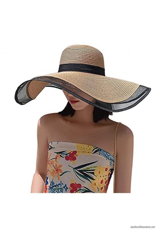 Summer Beach Sun Hats for Women Foldable Floppy Travel Packable UV Hat  Wide Brim Hat UPF 50+