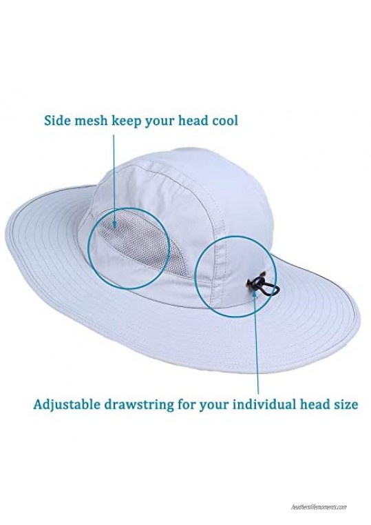Sun Hat for Men&Women Breathable Wide Brim Beach Cap with Adjustable Drawstring Perfect for Hiking Fishing Boating